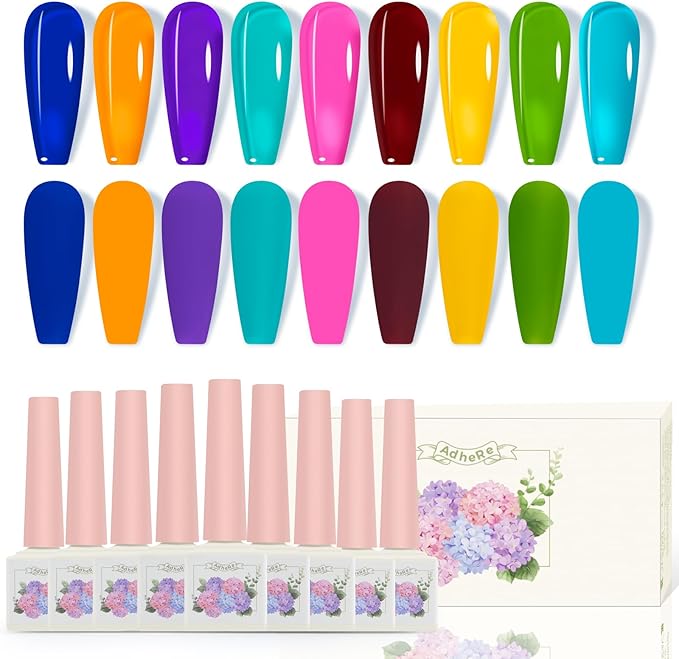 ADHERE Glazed Cabinet of Curiosities Series Translucent Nail Gel Polish Kit, 12ml, 9pcs, Soak-Off UV/LED Gel Polish, DIY Nail Art Gift for Women