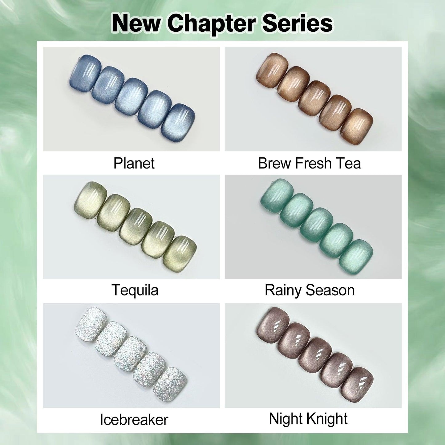 ADHERE New Chapter Cat Eye Gel Nail Polish Set, 12ml, 6 Colors, with Magnetic
