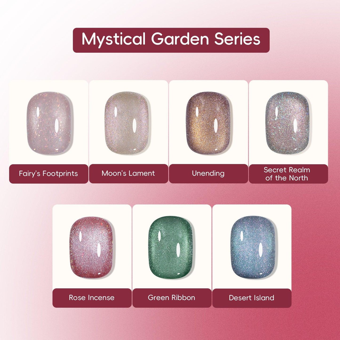 Adhierte el kit de gel de esmalte de uñas Magnetic Series Secret Garden, 12 ml, 7pcs, con imán de uñas