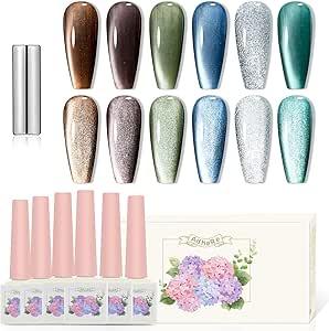 ADHERE New Chapter Cat Eye Gel Nail Polish Set, 12ml, 6 Colors, with Magnetic