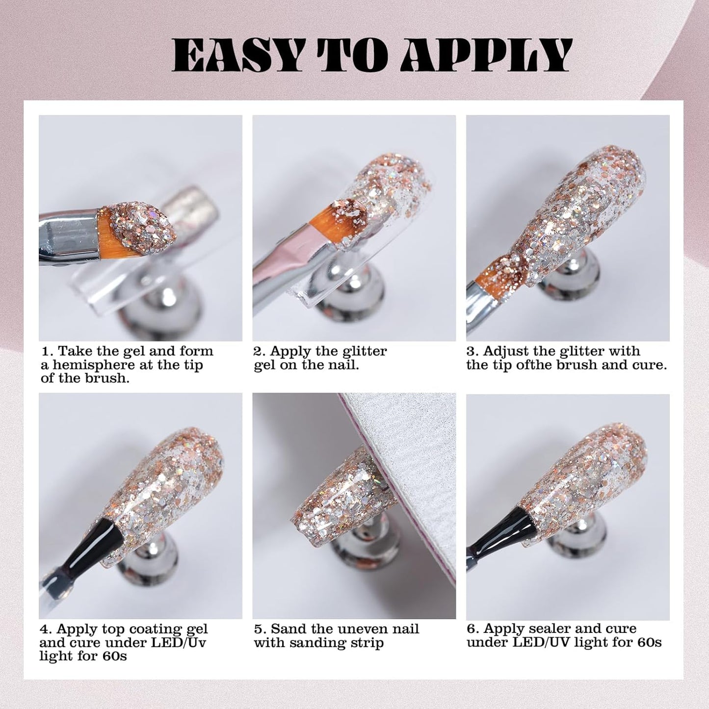 Adhieren lentejuelas de lentejuelas de gel juego de esmalte de uñas | copas de ópalo dorado esmalte de gel | ultra deslizamiento brillante · jar compacentado · brillo listo para el verano