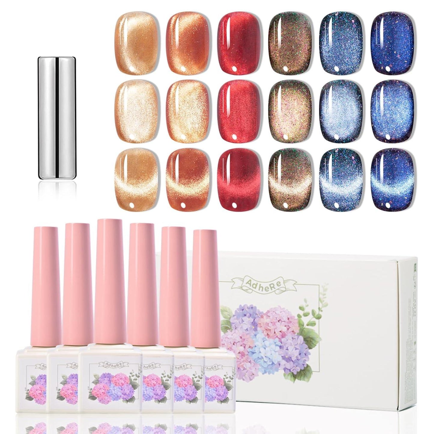 Kit de esmalte de uñas Cat Collection Gat Eye Gel, 12 ml, 6 colores holográficos, palo magnético, gel UV/LED para uñas de bricolaje