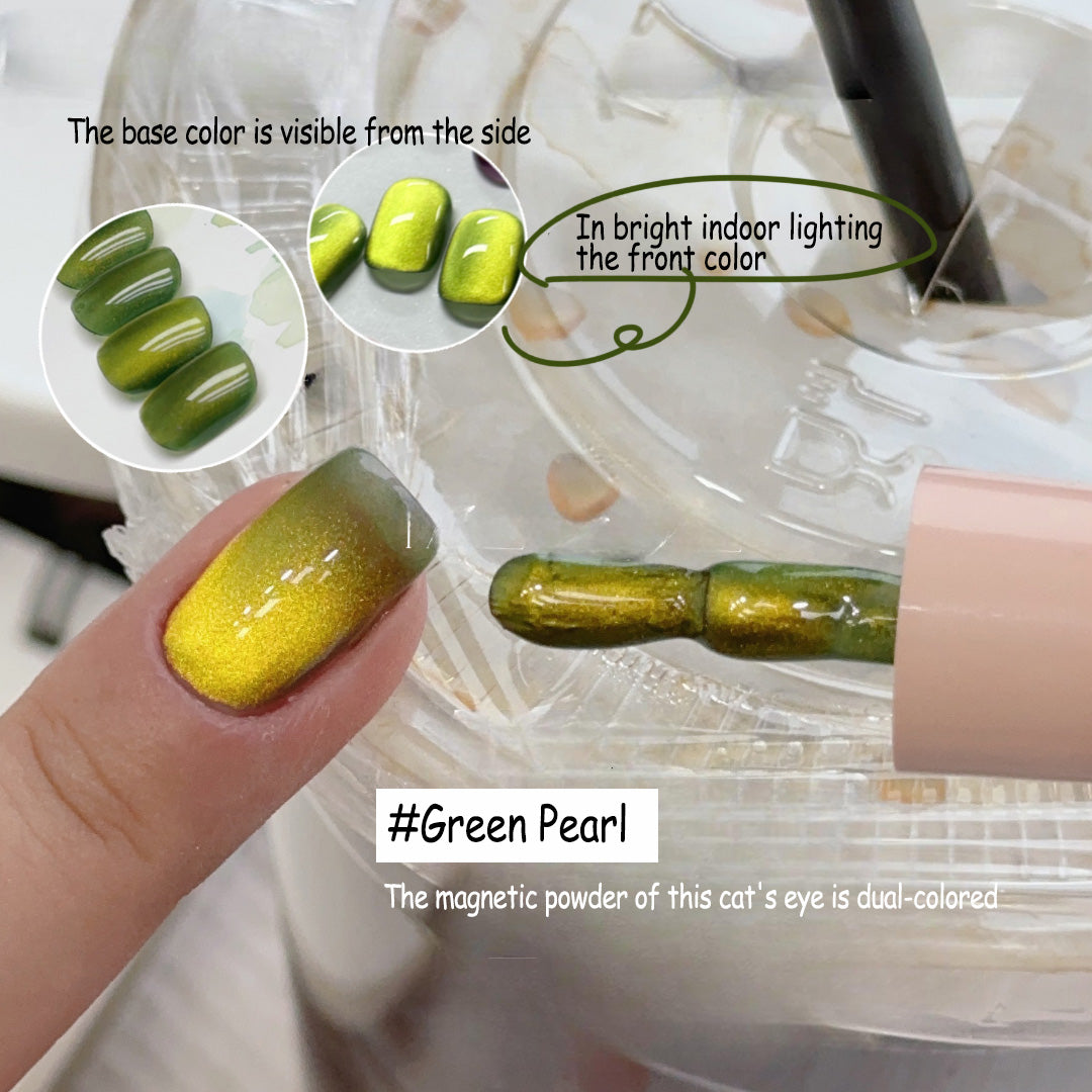 ADHERE Late Summer Series - Purple Grey Green White Magnetic Gel Nail Varnish Glitter Shimmering Sparkle Nail Art with Magnetic Effects Cat Eye Nail Gel Polish