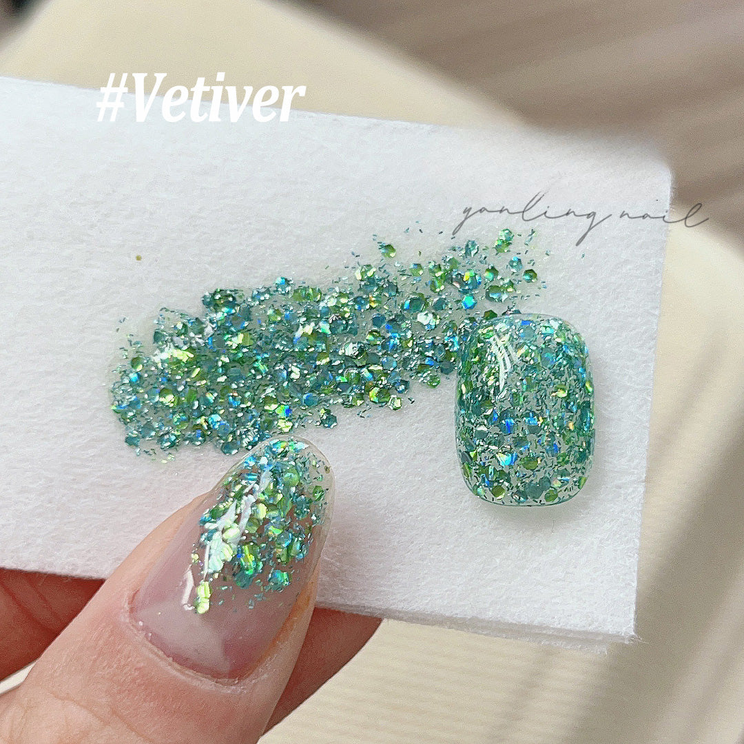 ADHERE Summer Confetti Series Gel Nail Polish Set|Gold Opal Flakes Gel Polish|Ultra-Thin Bright Glitters · Jar Packed · Summer-Ready Shine