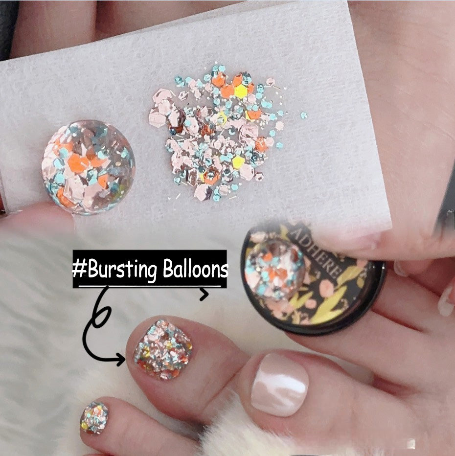 ADHERE Bling Bling Summer Glitter Gel Polish | Luxury Sparkle Toe Nail Pot Series