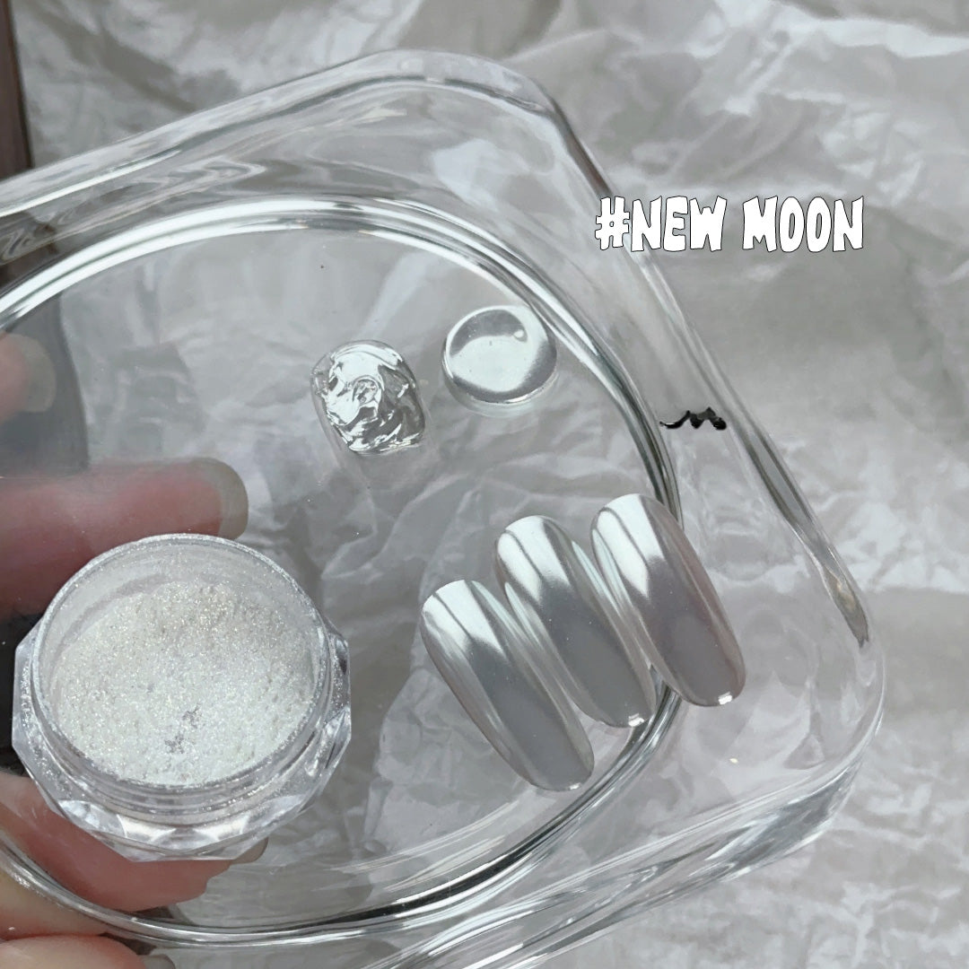 ADHERE Moonlight Powder Series|New Iridescent Chrome Powder · 5-Jar Set for Aurora Nail Art