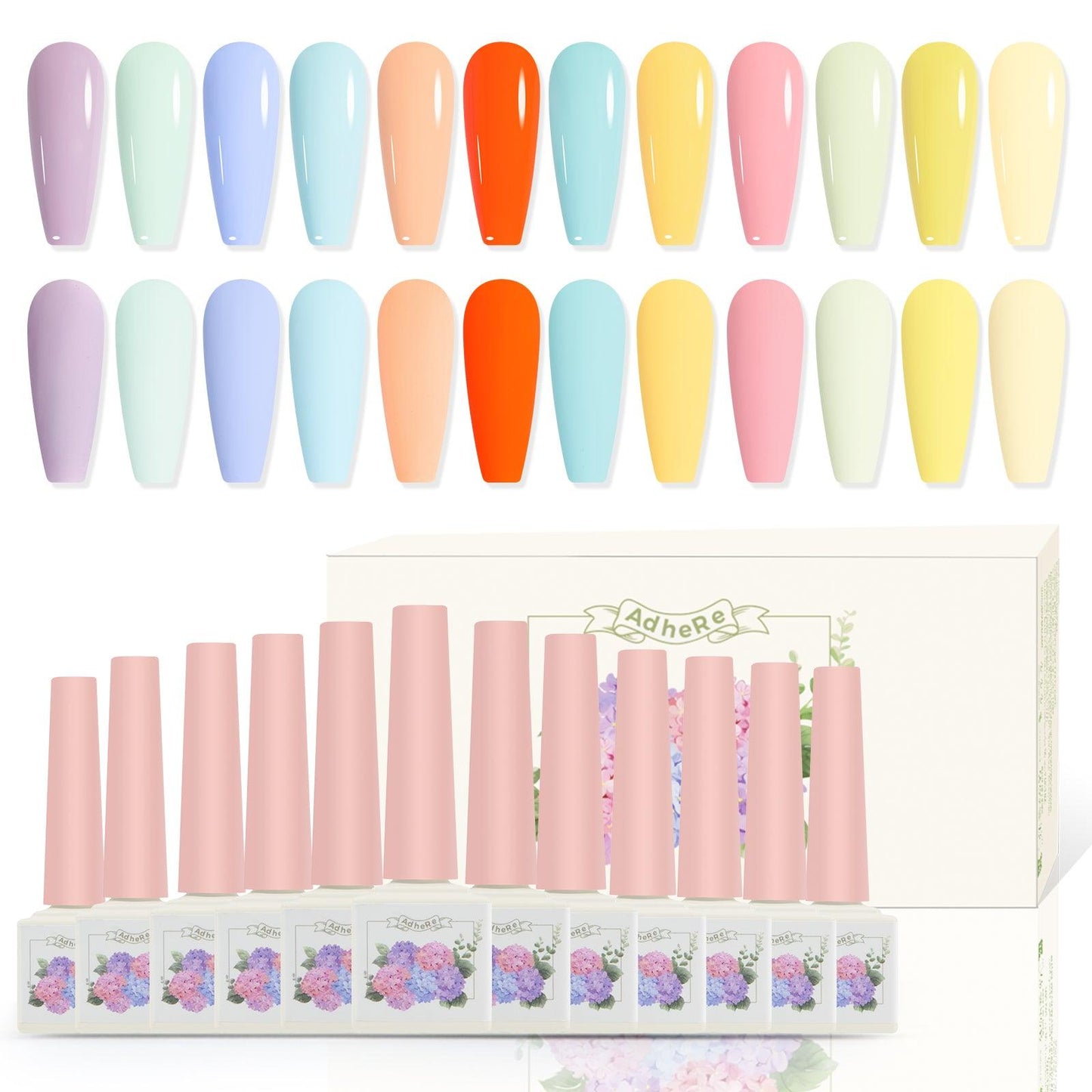 ADHERE Candy Illustrations Series Cat Eye Gel Nail Polish Set, 12ml, 7 Colors, Holographic Glitter
