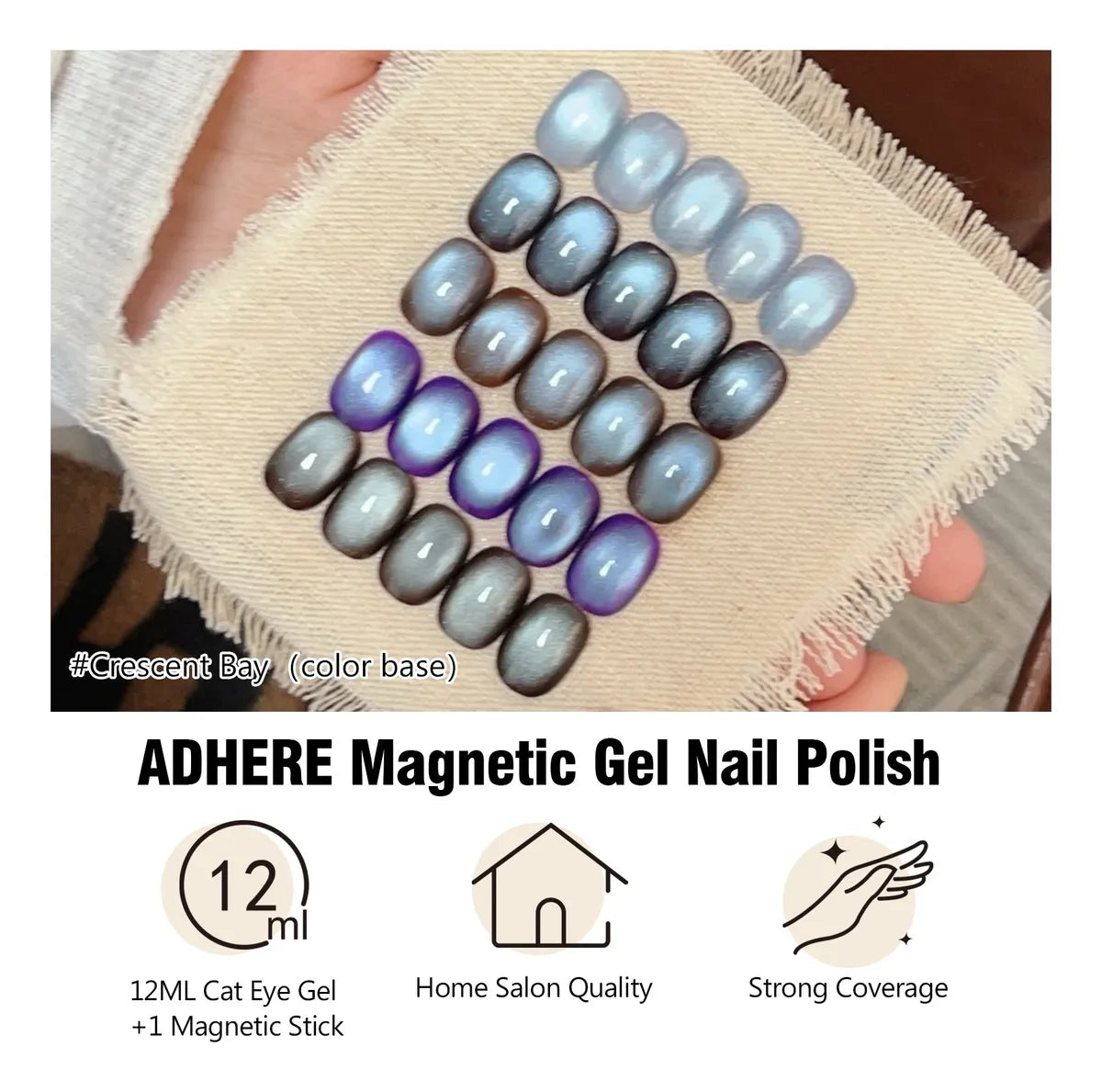 ADHERE Trend Vane Series Cat Eye Gel Nail Polish Set – 5 Colors Inspired by Dragon Fruit, Kyoho Grape, Sunset Sky – Magnetic Gel Polish for Salon & DIY Manicure, 12ml Each