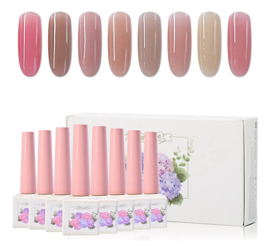 ADHERE Hidden Series 8 Colors | 12ML Sheer Nude Gel Polish – Brightening Tones, Salon-Grade Translucent Finish