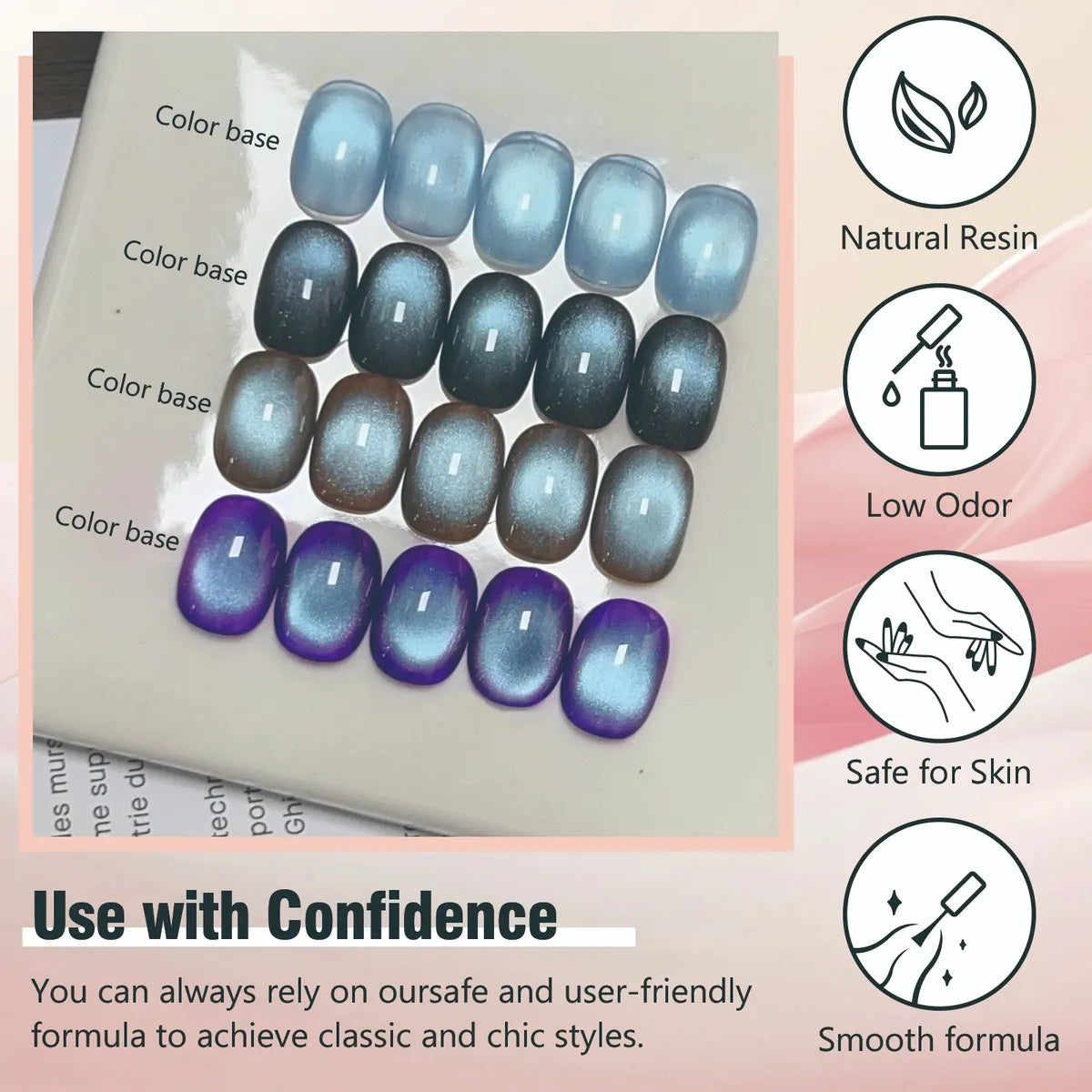 ADHERE Trend Vane Series Cat Eye Gel Nail Polish Set – 5 Colors Inspired by Dragon Fruit, Kyoho Grape, Sunset Sky – Magnetic Gel Polish for Salon & DIY Manicure, 12ml Each