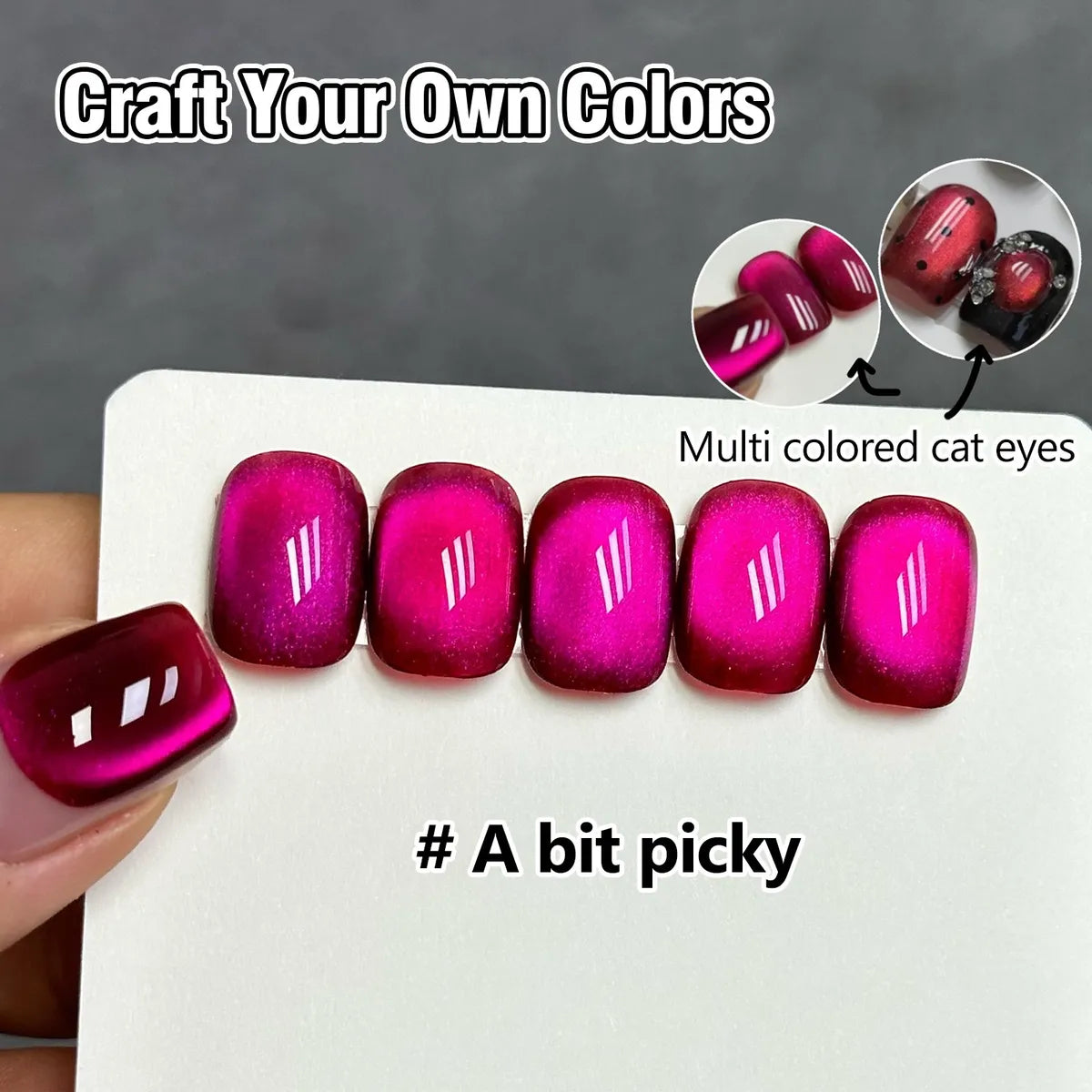 ADHERE Trend Vane Series Cat Eye Gel Nail Polish Set – 5 Colors Inspired by Dragon Fruit, Kyoho Grape, Sunset Sky – Magnetic Gel Polish for Salon & DIY Manicure, 12ml Each