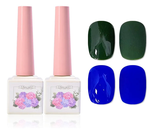 ADHERE Gel Nail Polish Set of 2 – 12ml Emerald Green Series | Trendy Solid Dark Green Gel Polish for Manicure, Long-Lasting & High Gloss Finish
