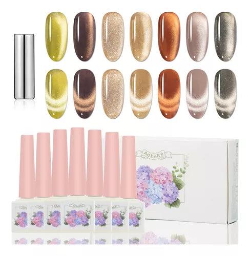 ADHERE Autumn Collection Series, 12ml, 7 Holographic Colors, Magnet & Soak-Off, DIY Salon Gift