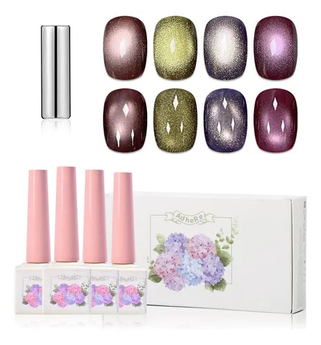 ADHERE 12ml Cat Eye Gel Set – Twilight Series, Mauve & Tea Brown Shades (4 Colors)