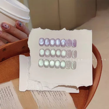 Adhiera 7pcs Juego de esmalte de gel de ojo de gato translúcido con palo magnético y cepillo, brillo holográfico gel gel pulido