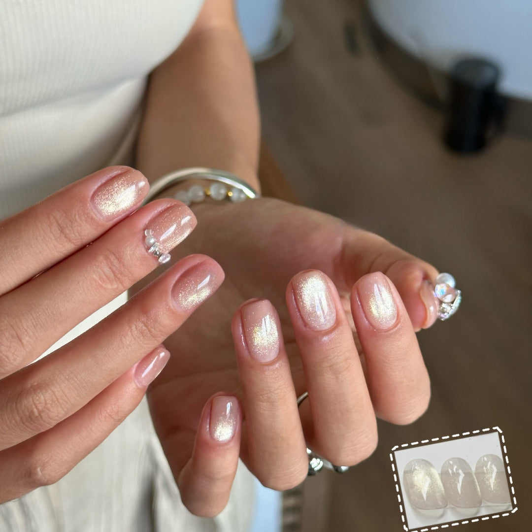 Adhiera 7pcs Juego de esmalte de gel de ojo de gato translúcido con palo magnético y cepillo, brillo holográfico gel gel pulido