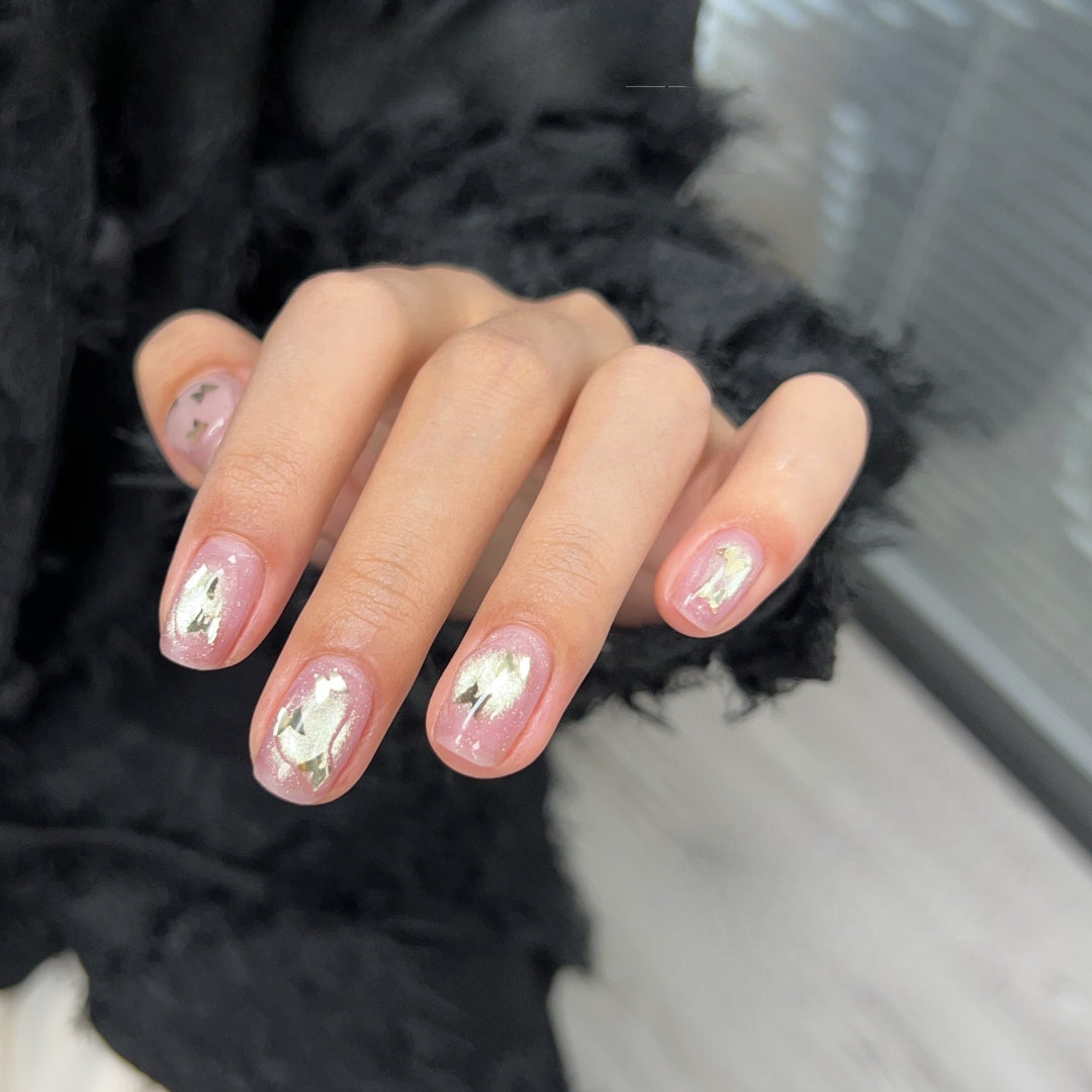 Adhiera 7pcs Juego de esmalte de gel de ojo de gato translúcido con palo magnético y cepillo, brillo holográfico gel gel pulido