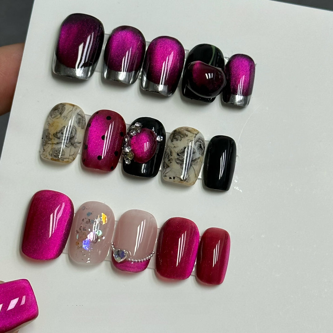 ADHERE Trend Vane Series Cat Eye Gel Nail Polish Set – 5 Colors Inspired by Dragon Fruit, Kyoho Grape, Sunset Sky – Magnetic Gel Polish for Salon & DIY Manicure, 12ml Each