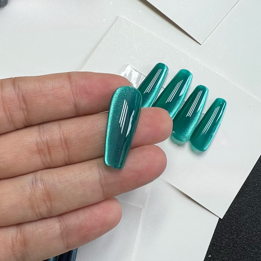 Adhierte el kit de uñas de gel de ojo de gato de jade frío, 12 ml, 4 colores holográficos, imán, uv/led, bricolaje