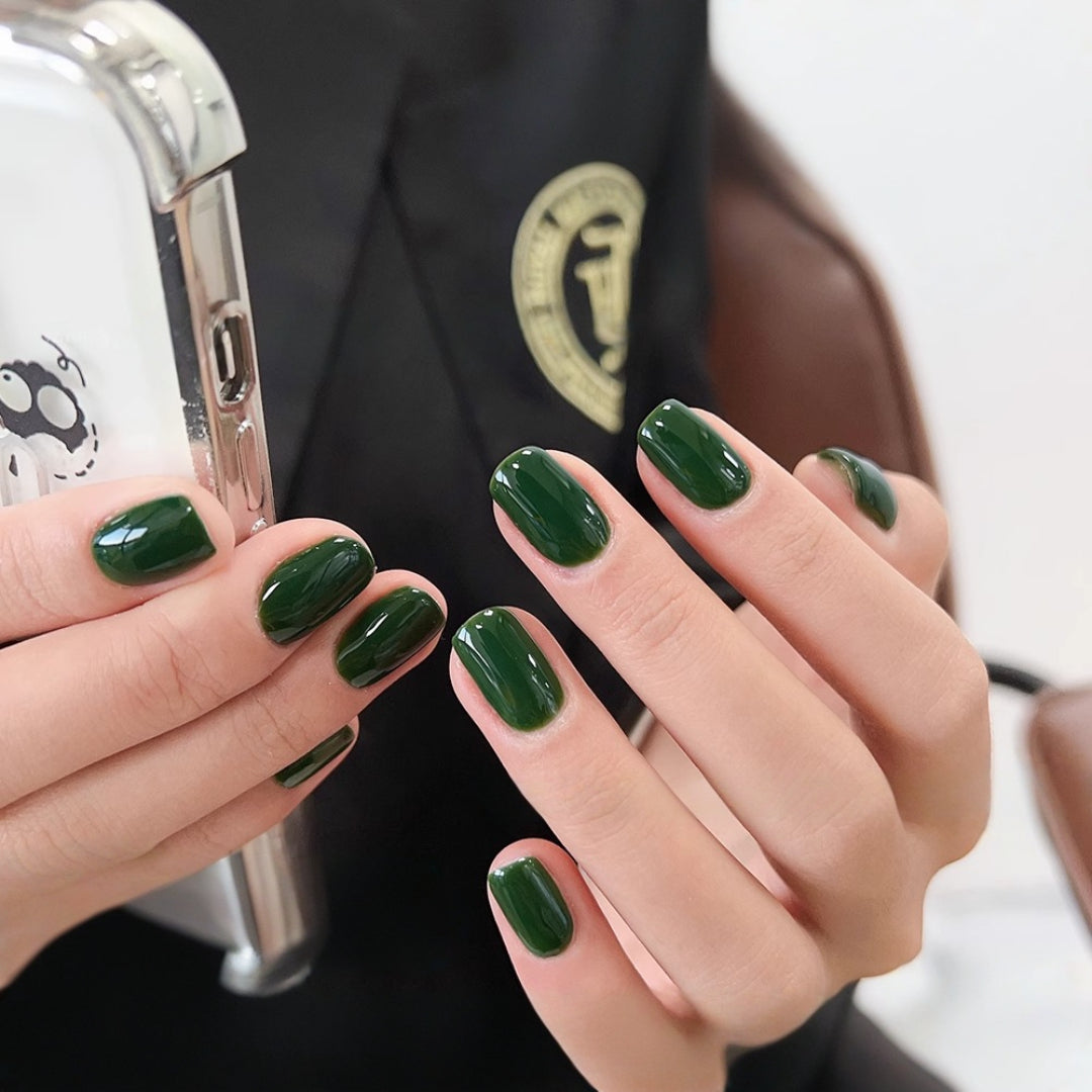 ADHERE Gel Nail Polish Set of 2 – 12ml Emerald Green Series | Trendy Solid Dark Green Gel Polish for Manicure, Long-Lasting & High Gloss Finish