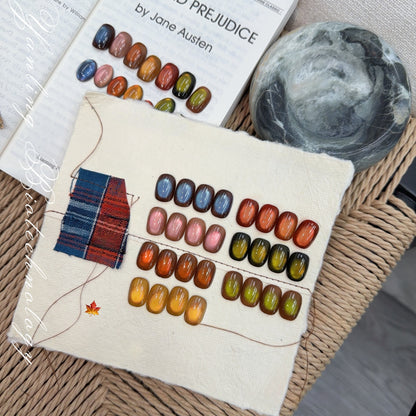 ADHERE Autumn Amber Cat Eye Gel Polish Set, 7 Colors × 12ml, Magnetic Shimmer Gel