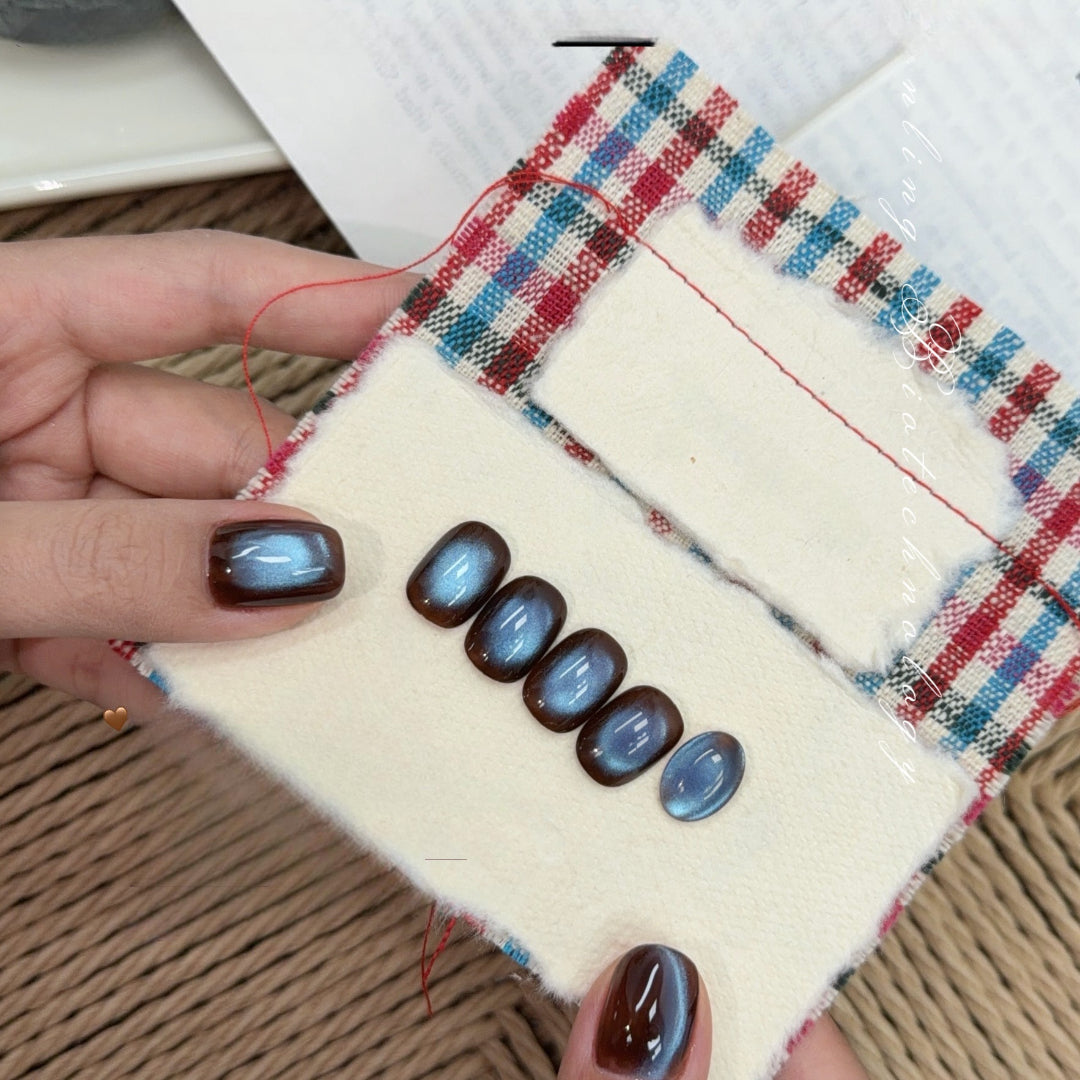 ADHERE Autumn Amber Cat Eye Gel Polish Set, 7 Colors × 12ml, Magnetic Shimmer Gel