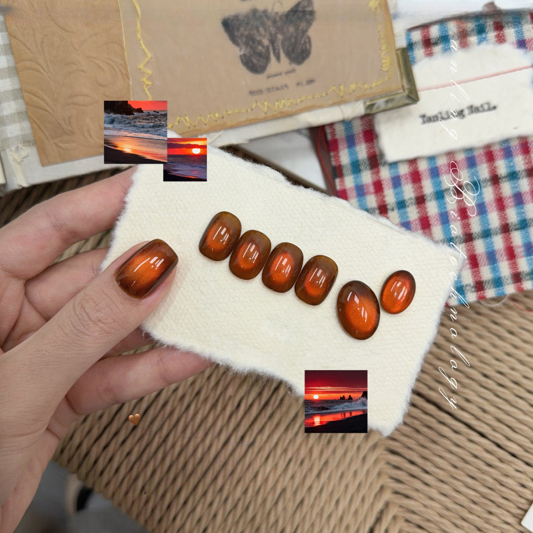 ADHERE Autumn Amber Cat Eye Gel Polish Set, 7 Colors × 12ml, Magnetic Shimmer Gel