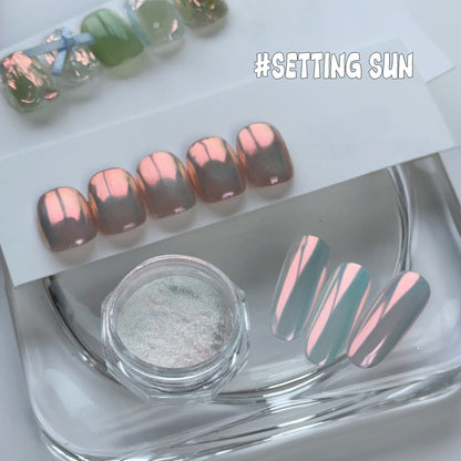 ADHERE Moonlight Powder Series｜New Iridescent Chrome Powder · 5-Jar Set for Aurora Nail Art