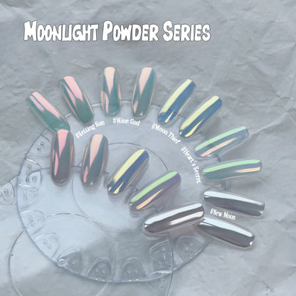 ADHERE Moonlight Powder Series｜New Iridescent Chrome Powder · 5-Jar Set for Aurora Nail Art