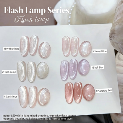 ADHERE Flash Collection, 12ml, 6 Shimmery Nude Colors, clear glitter cat eye for daily wear