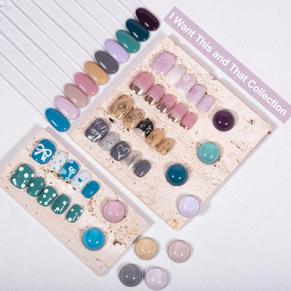 ADHERE 12ml x10 Color Polish Gel Kit, Light Purple Blue Pink Yellow Dark Green UV LED Gel Nail Polish, Soak Off Nail Varnish Gel Polish for Manicure Salon DIY Design at Home