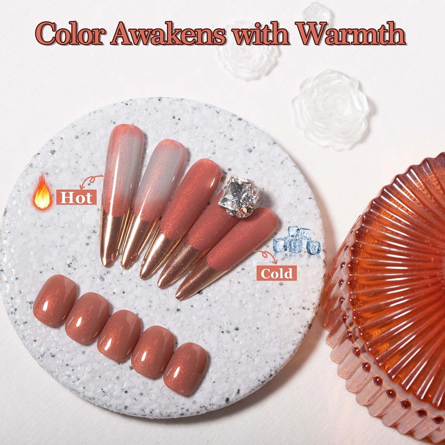 ADHERE 12ml 5pcs Color-Changing Glitter Flakies Gel Kit, Color Changing Gel Nail Polish, 1pc Temperature Change Nail Polish Gel Polish for Nail Art Manicure Salon DIY at Home