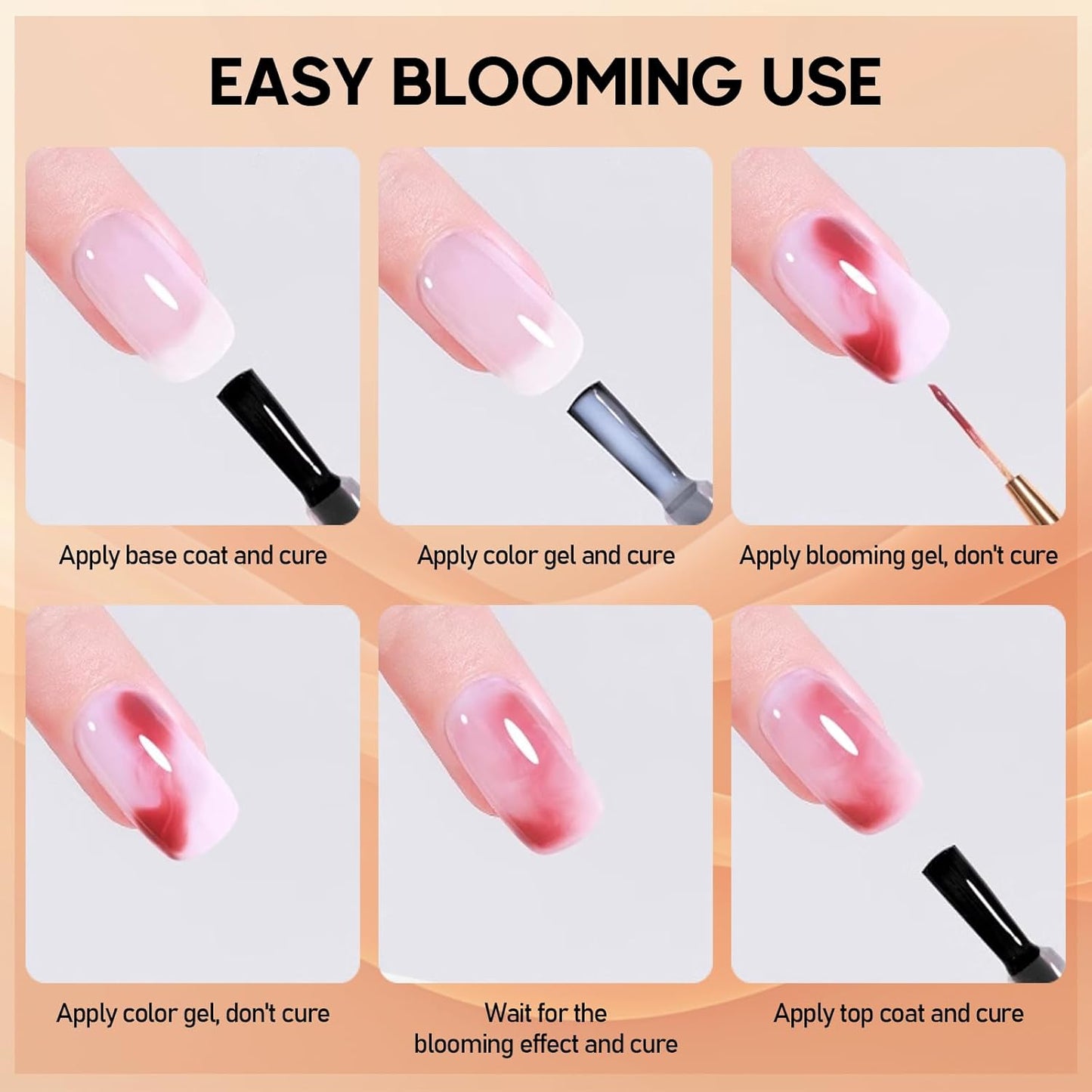 ADHERE Blooming Gel 15ml - Clear UV LED Blossom Gel Polish for Spreading Effect Marble