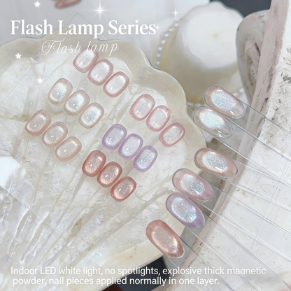 ADHERE Flash Collection, 12ml, 6 Shimmery Nude Colors, clear glitter cat eye for daily wear
