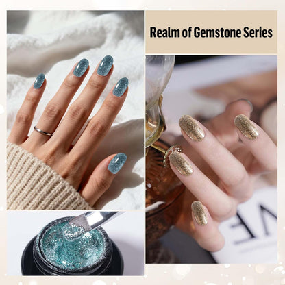 ADHERE 6pcs Platinum Glitter Gel Kit with Brush, Sparkle Sequins Shimmery Gel Nail Polish for Nail Art Manicure Salon DIY at Home