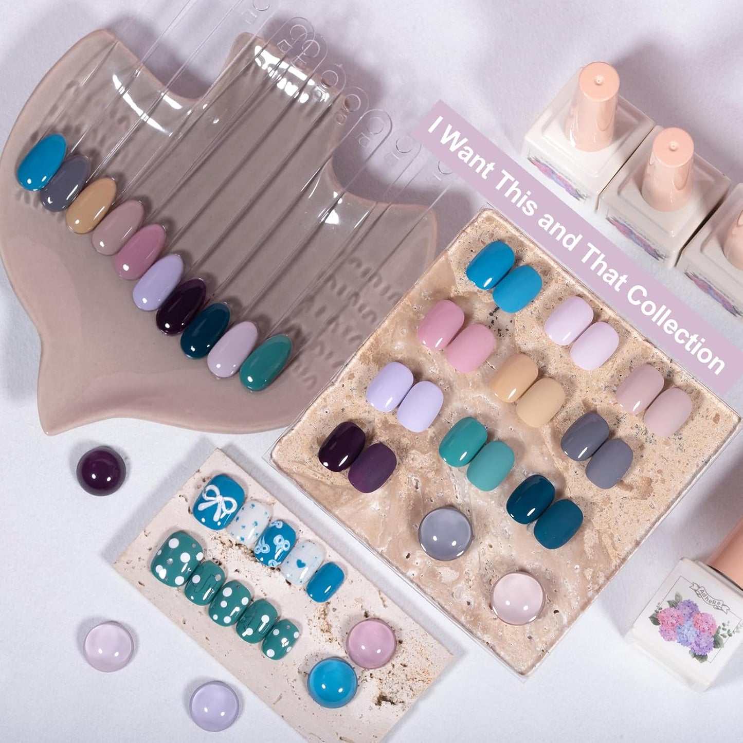 ADHERE 12ml x10 Color Polish Gel Kit, Light Purple Blue Pink Yellow Dark Green UV LED Gel Nail Polish, Soak Off Nail Varnish Gel Polish for Manicure Salon DIY Design at Home
