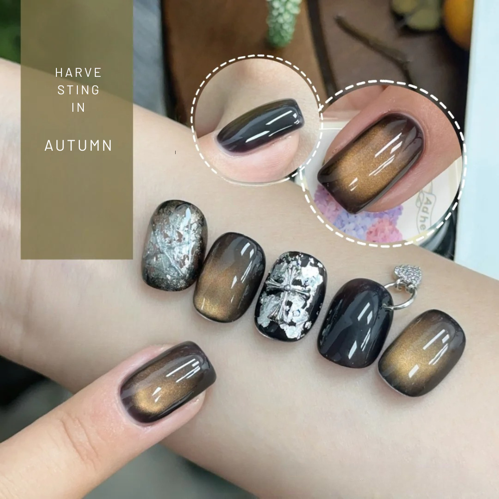 Kit de esmalte de uñas de gel de otoño de adherencia de otoño, 12 ml, 7 colores holográficos, imán y remojo, regalo de salón de bricolaje