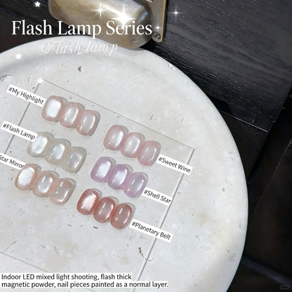 ADHERE Flash Collection, 12ml, 6 Shimmery Nude Colors, clear glitter cat eye for daily wear