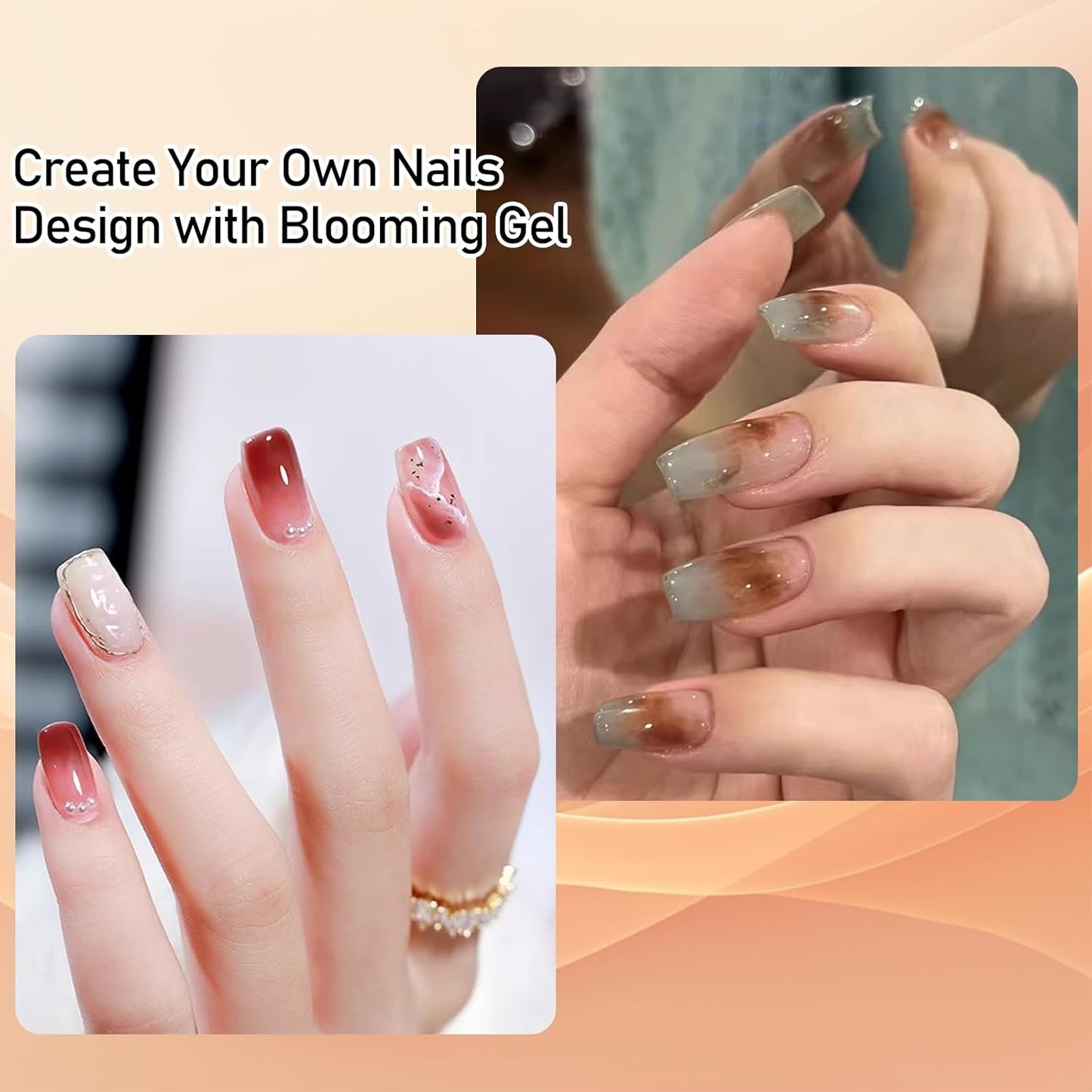 ADHERE Blooming Gel 15ml - Clear UV LED Blossom Gel Polish for Spreading Effect Marble
