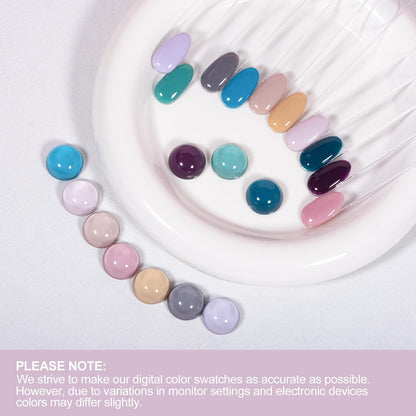 ADHERE 12ml x10 Color Polish Gel Kit, Light Purple Blue Pink Yellow Dark Green UV LED Gel Nail Polish, Soak Off Nail Varnish Gel Polish for Manicure Salon DIY Design at Home