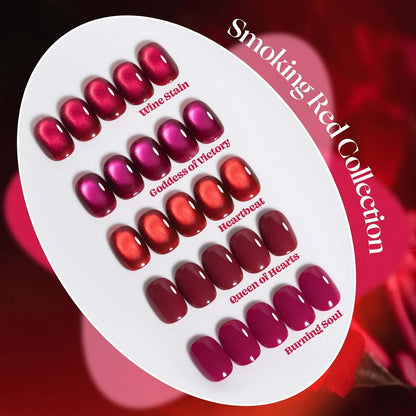 ADHERE 12ml x5 Gel Polish Kit with Magnetic Stick, 3x Cat Eye + 2x Color Gel Cat Eye Gel Polish Holographic Glitter UV LED Nail Varnish for Nail Salon DIY Design