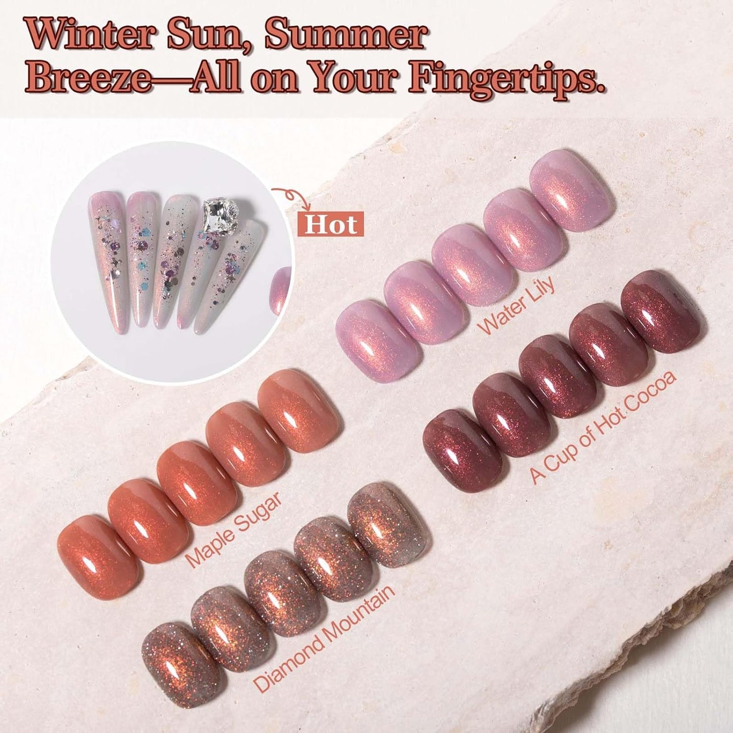ADHERE 12ml 5pcs Color-Changing Glitter Flakies Gel Kit, Color Changing Gel Nail Polish, 1pc Temperature Change Nail Polish Gel Polish for Nail Art Manicure Salon DIY at Home