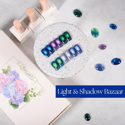 ADHERE Light & Shadow Bazaar Cat Eye Gel Polish Kit – 6 Pcs (12ml) with Magnetic Stick