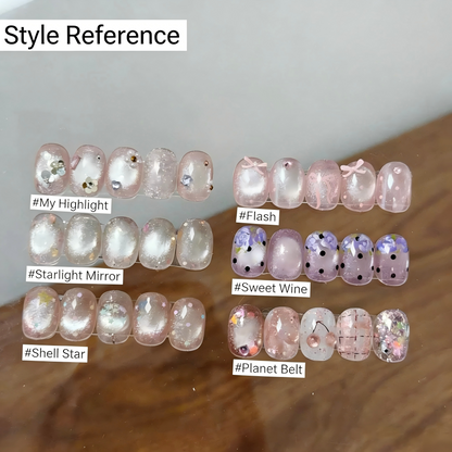 ADHERE Flash Collection, 12ml, 6 Shimmery Nude Colors, clear glitter cat eye for daily wear