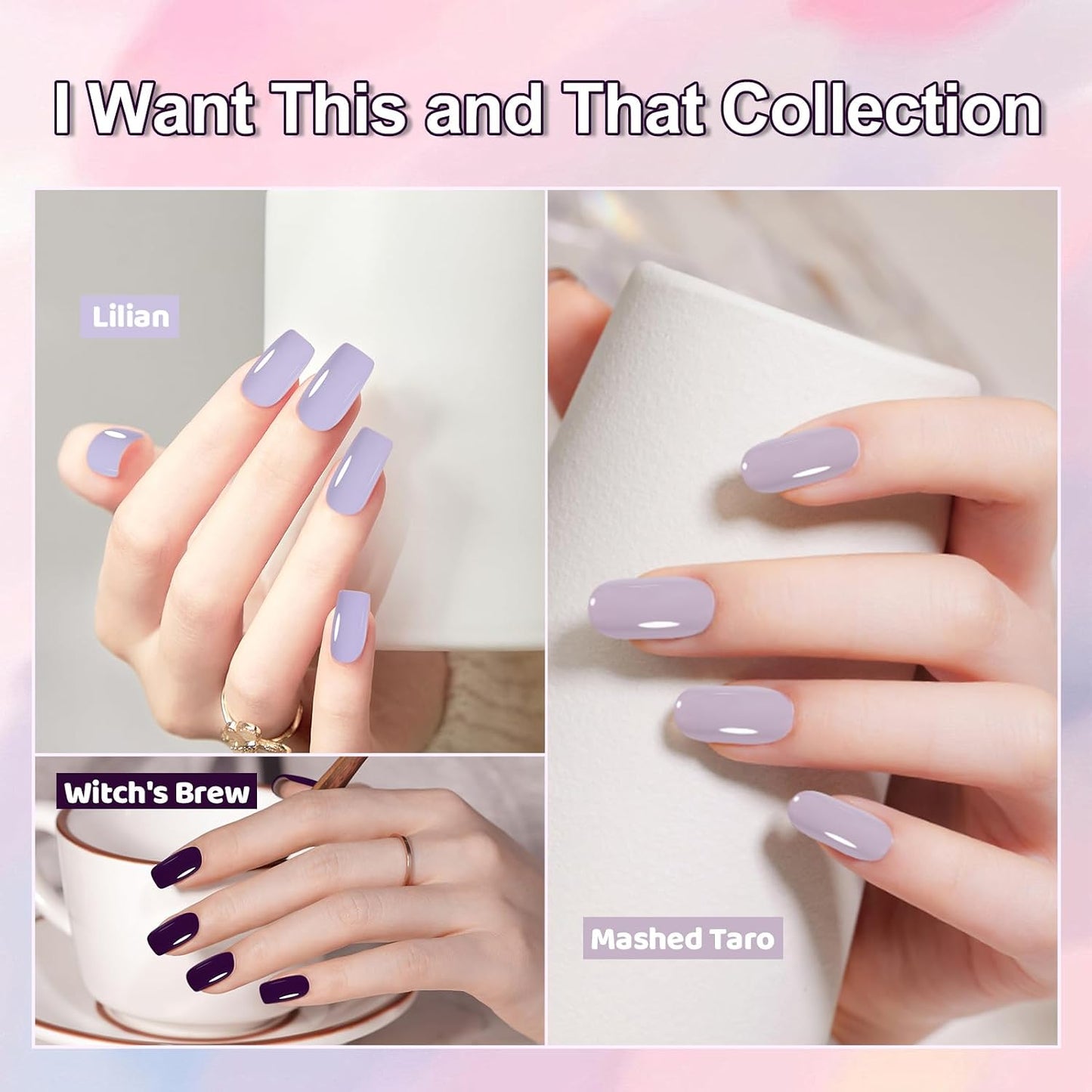 ADHERE 12ml x10 Color Polish Gel Kit, Light Purple Blue Pink Yellow Dark Green UV LED Gel Nail Polish, Soak Off Nail Varnish Gel Polish for Manicure Salon DIY Design at Home