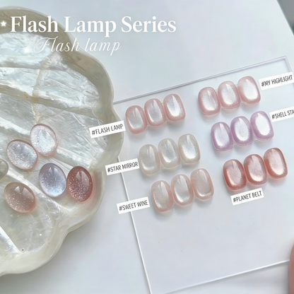 ADHERE Flash Collection, 12ml, 6 Shimmery Nude Colors, clear glitter cat eye for daily wear