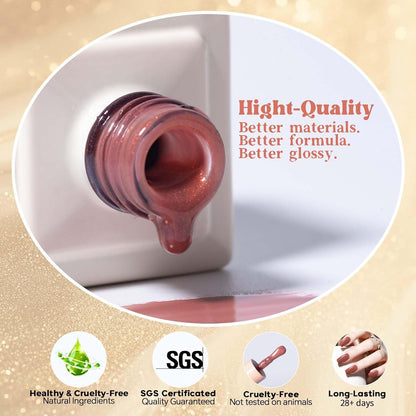 ADHERE 12ml 5pcs Color-Changing Glitter Flakies Gel Kit, Color Changing Gel Nail Polish, 1pc Temperature Change Nail Polish Gel Polish for Nail Art Manicure Salon DIY at Home