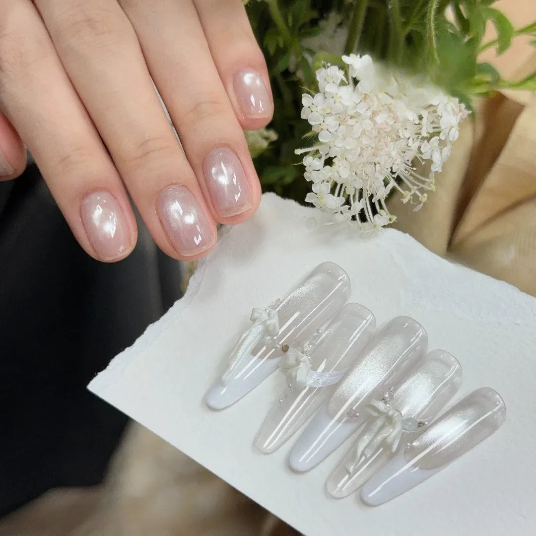 ADHERE Roundy Series, 5g Jar, 6 Glass Bead Shades, sheer glossy cat eye gel for Japanese-style manicure