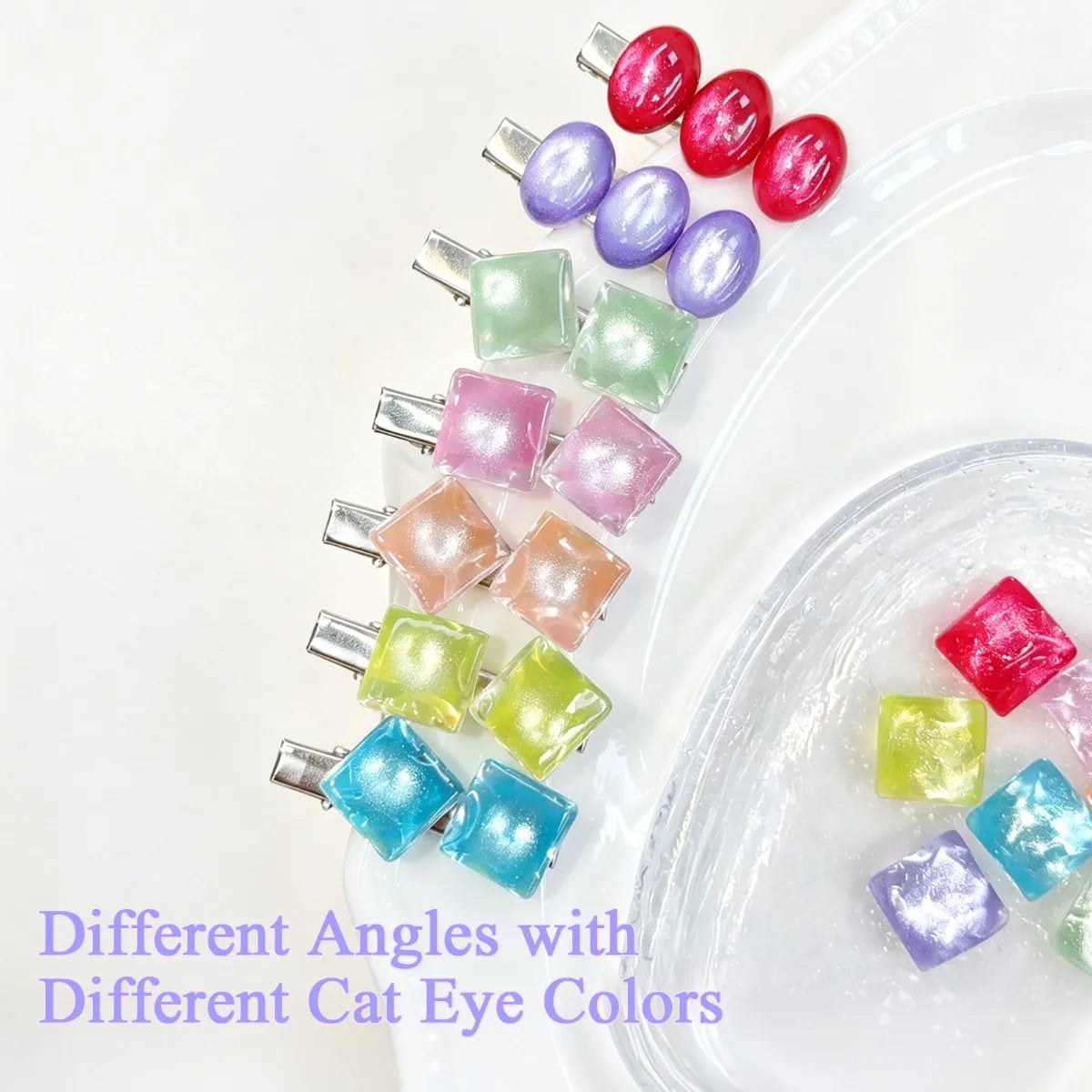 ADHERE Glass Candy Cat-Eye Collection, 12ml, 7 Dopamine Candy Shades, clear translucent cat eye gel polish