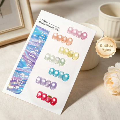 ADHERE Glass Candy Cat-Eye Collection, 12ml, 7 Dopamine Candy Shades, clear translucent cat eye gel polish